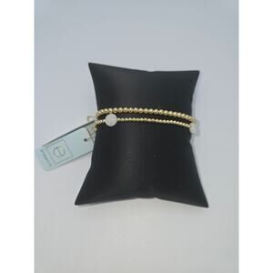 enewton Stack of 2 Gold Bracelets (3mm & 5mm) w/Pouch NWOT ~ 6.5"